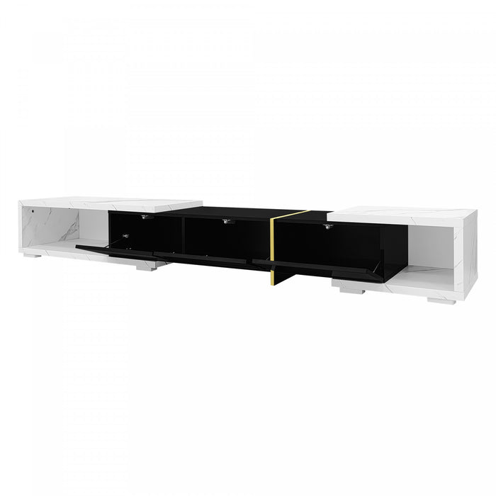 Liam 55.1\"–102\" Modern TV Cabinet with Adjustable Length and Rotating Function,White Tv Stand