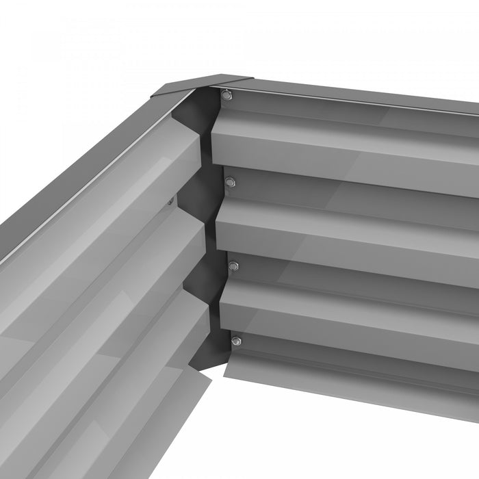 Outsunny 4' X 2' X 1' Raised Garden Bed, Galvanized Steel Planter Box For Vegetables, Flowers, Herbs, Light Grey