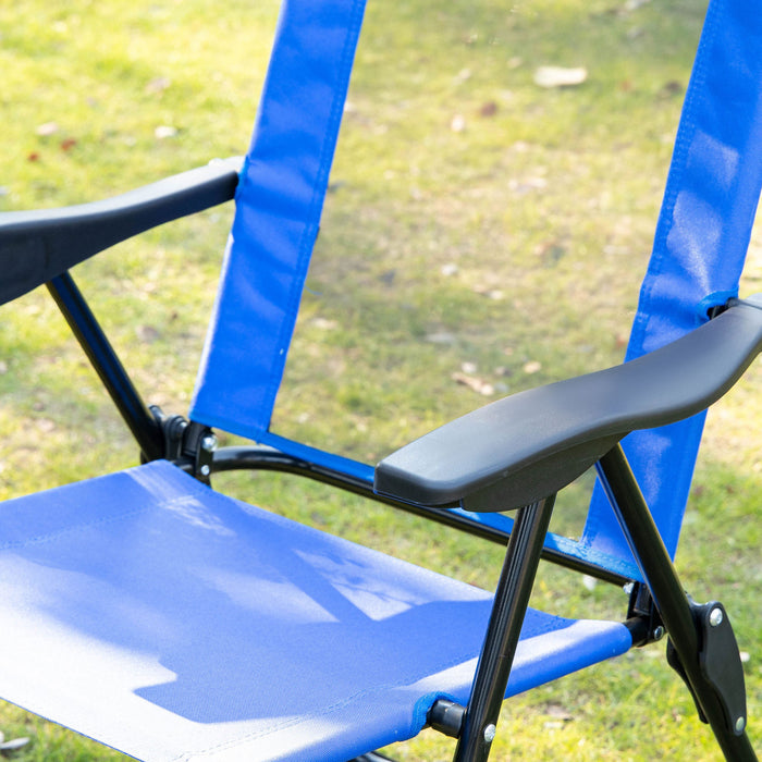Outsunny Double Camping Chairs Foldable W/ Reclining & Headrest, Blue