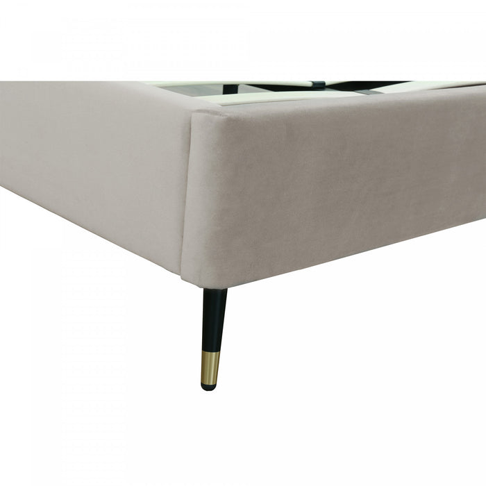 Crosby Modern Upholstered Velvet Queen Bed in Greige