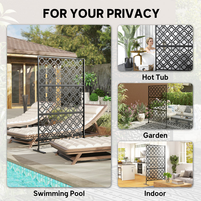Outsunny Outdoor Privacy Screen, Freestanding Outdoor Divider, Black
