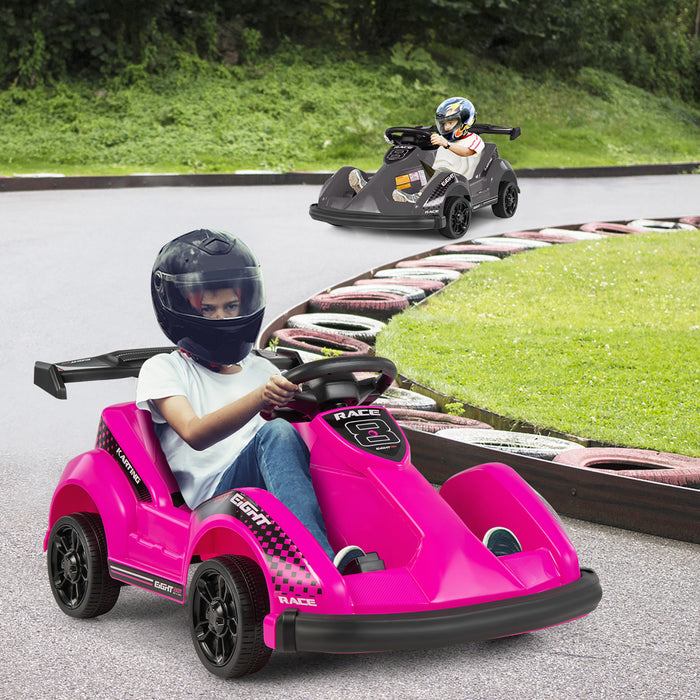 6v Battery Powered Go Kart Kids Ride On 4 Wheel Racer Rc W/ Bumper & Music Pink