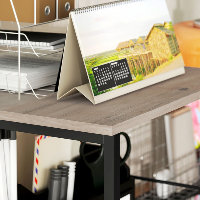 Vinsetto Filing Cabinet with Hanging Bars for Letter A4 Distressed Grey