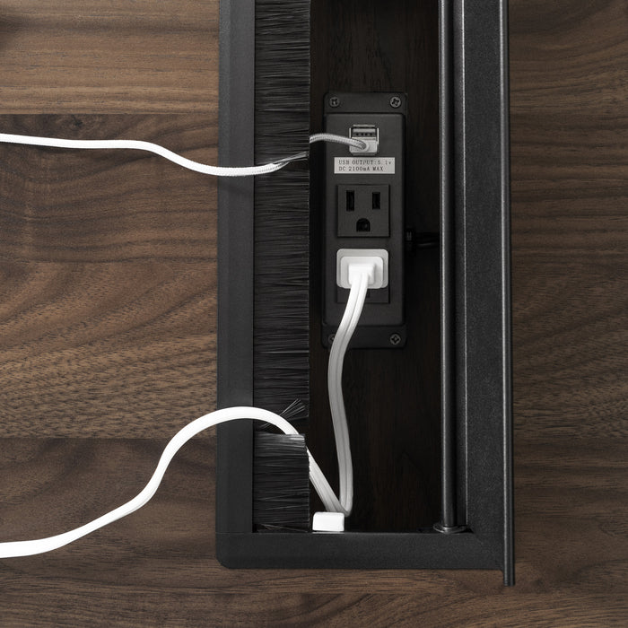 Helsy L-Shaped Desk with Power Bar and Removable Hutch Natural Walnut - South Shore