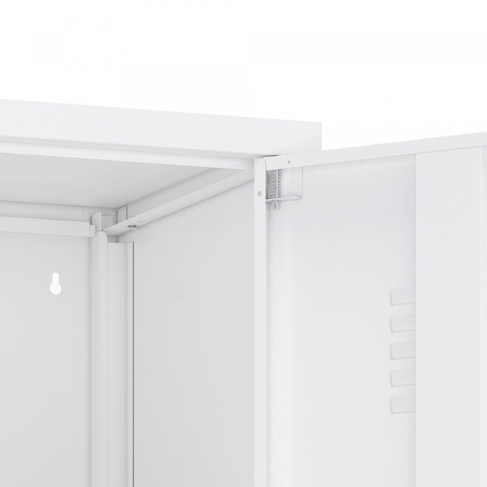 Naomi Modern 15\" Metal Storage Cabinet in White Armoire