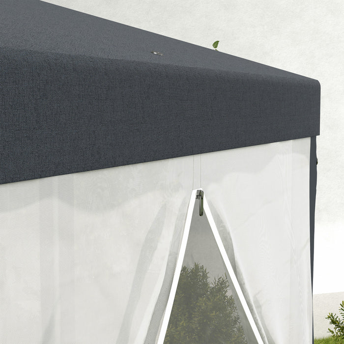 Outsunny Hexagonal Patio Gazebo Tent, Dark Grey