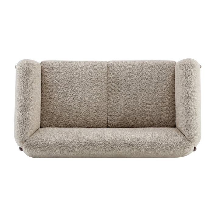 Lillian Solid Wood Modern Boucle Upholstered Loveseat Comfort Seating,Almond