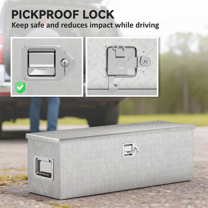 HOMCOM 48 Inch Truck Bed Tool Box, Heavy Duty Aluminum Trailer Tongue Box