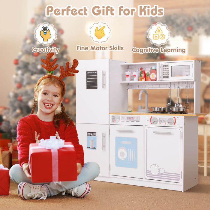 Costway Kids Kitchen Play Set With Stove Removable Sink Oven Microwave Dish Washer