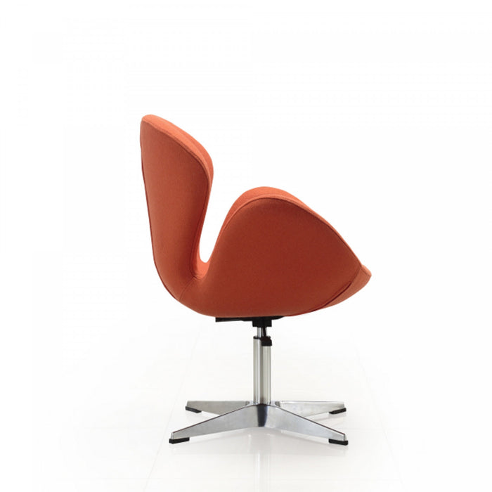 Raspberry Modern Upholstered Swivel Lounge Chair in Orange - Set of 2 Accent Chair
