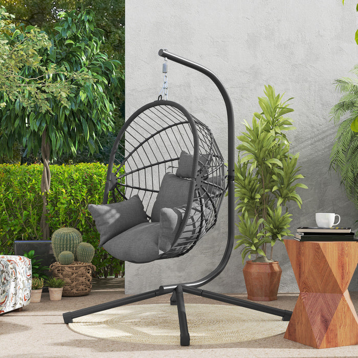 Outsunny Hanging Egg Chair with Thick Padded Cushion, Hammock Chair, Grey