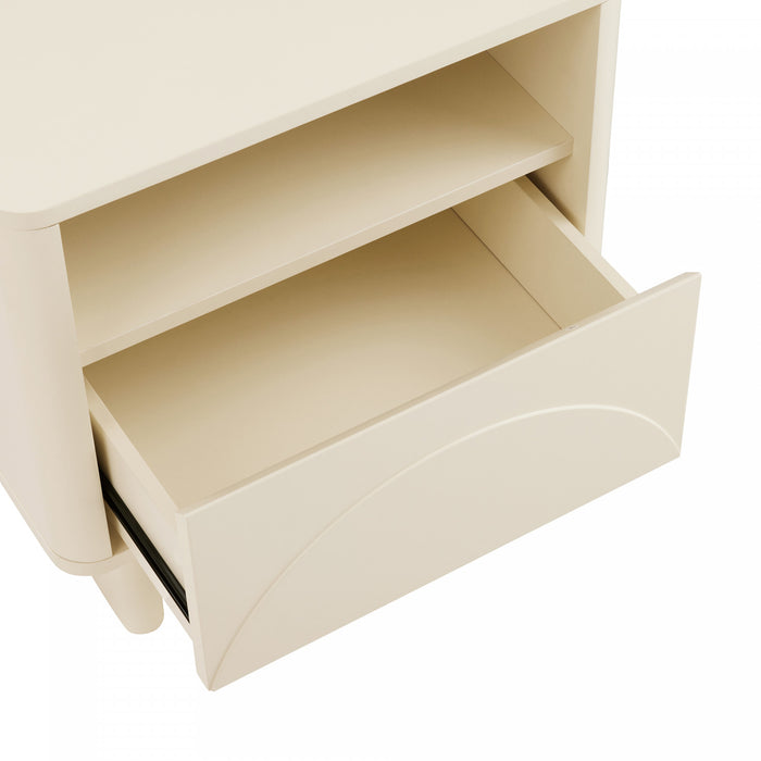 Ella Modern 20\" Nightstand in Cream (1-Drawer)