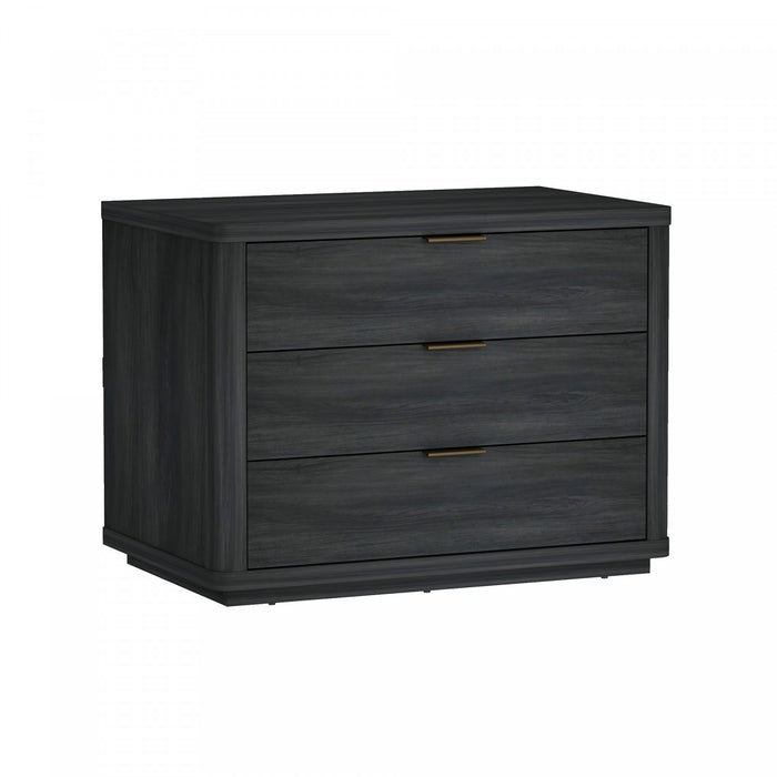 Evelyn Modern 32\" Nightstand in Charcoal Gray (3-Drawer)