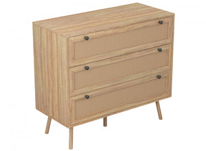 Storage Chest With 3 Drawers – Natural Brown Wood Look 