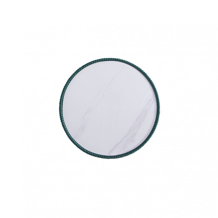 Anderson Modern Sintered Stone Top Upholstered End Table in Green - Set of 2