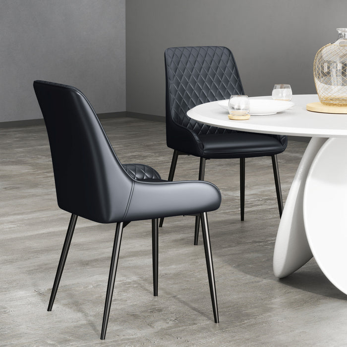 HOMCOM Dining Chairs Set of 2, PU Leather Kitchen Chairs with Steel Legs