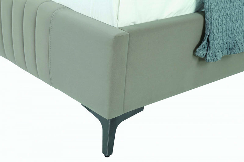 Promenade Mid-Century Modern Upholstered Velvet Full Bed in Rustic Taupe