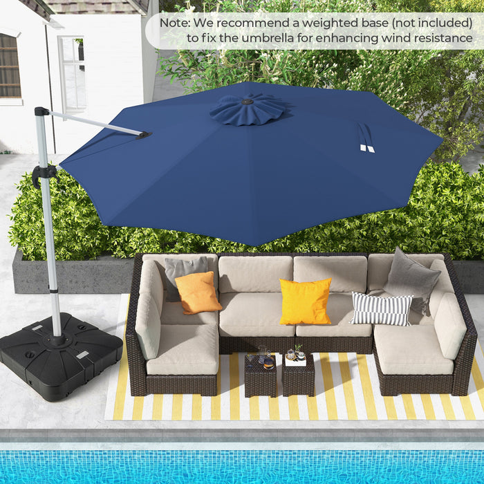 Costway 11 FT Outdoor Patio Umbrella, Round Cantilever Umbrella w/ 360° Rotation Navy