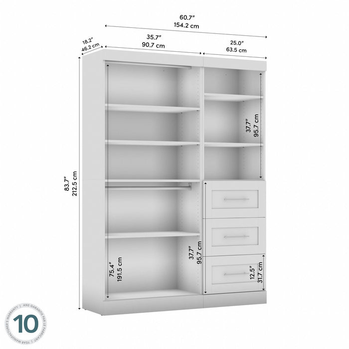 Bestar Pur 61 W Closet Organizer System - Bark Grey