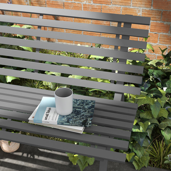 Outsunny 48.5\" Garden Bench, Lightweight Aluminum Patio Bench, Grey