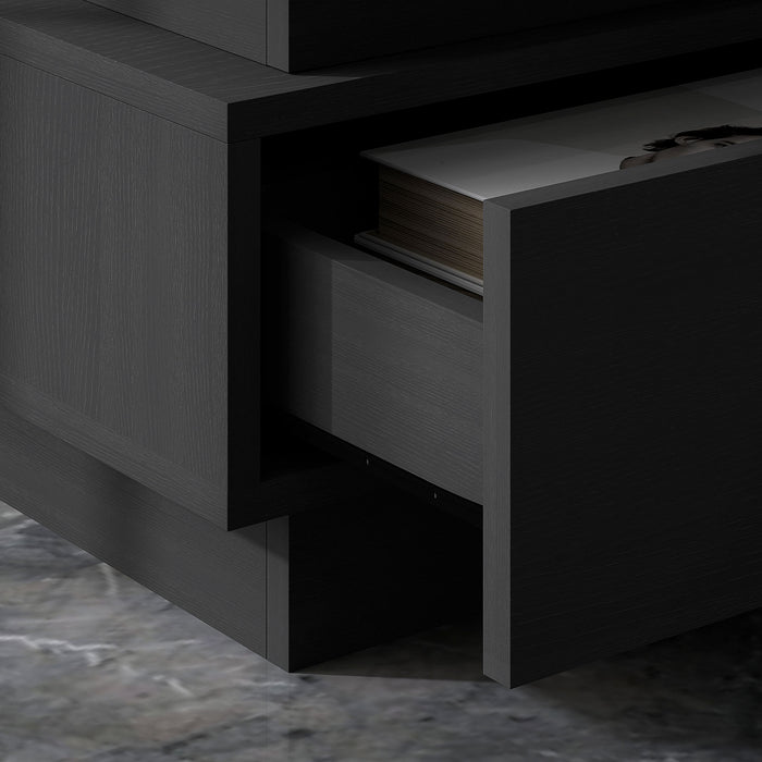 HOMCOM Modern Nightstand with Charging Station and LED Light for Bedroom