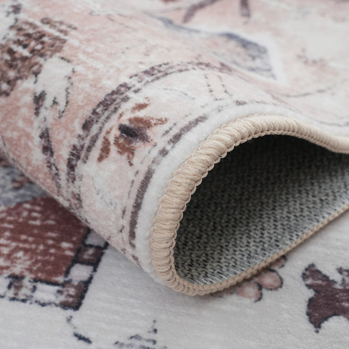 Aqua Rustic Washable Non-slip Low Pile Area Rug 8'x10'