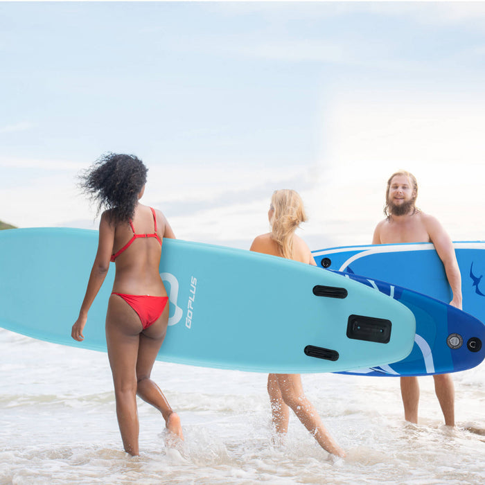 Goplus Small Inflatable Sup Board, Portable Paddle Board With 5d Rings Stand Up Paddle Board For Youth & Adult Turquoise