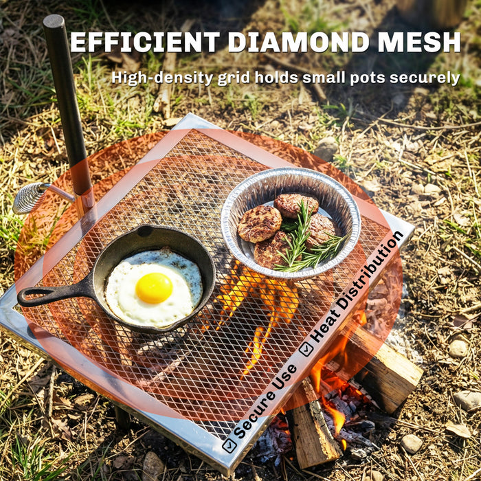 Outsunny Swivel Campfire Grill, 360° Adjustable Heavy Duty Chrome-Plated Steel Campfire Cooking Grate, Portable Fire Pit Grill for Outdoor Camping, Silver