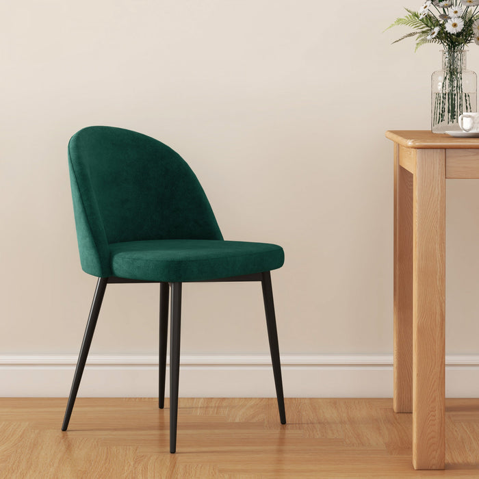 HOMCOM Dining Chairs Set of 2, Mid-Back Velvet-touch Upholstery Side Chair
