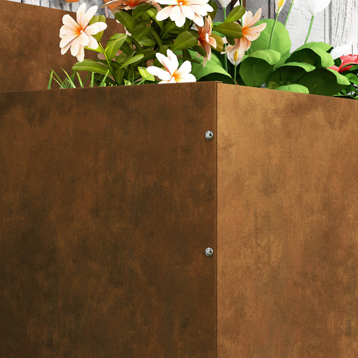 Outsunny Raised Garden Bed with Outdoor Privacy Screen, Wall-Mounted, Brown