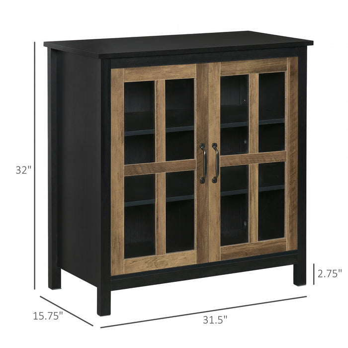 HOMCOM Kitchen Sideboard with Glass Doors Buffet Cabinet Accent Cabinet