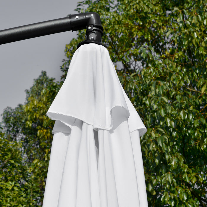 Outsunny 11ft Offset Hanging Patio Umbrella Cantilever Umbrella, White
