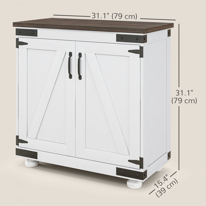 HOMCOM Storage Cabinet, Buffet Sideboard with Barn Door, Adjustable Shelf