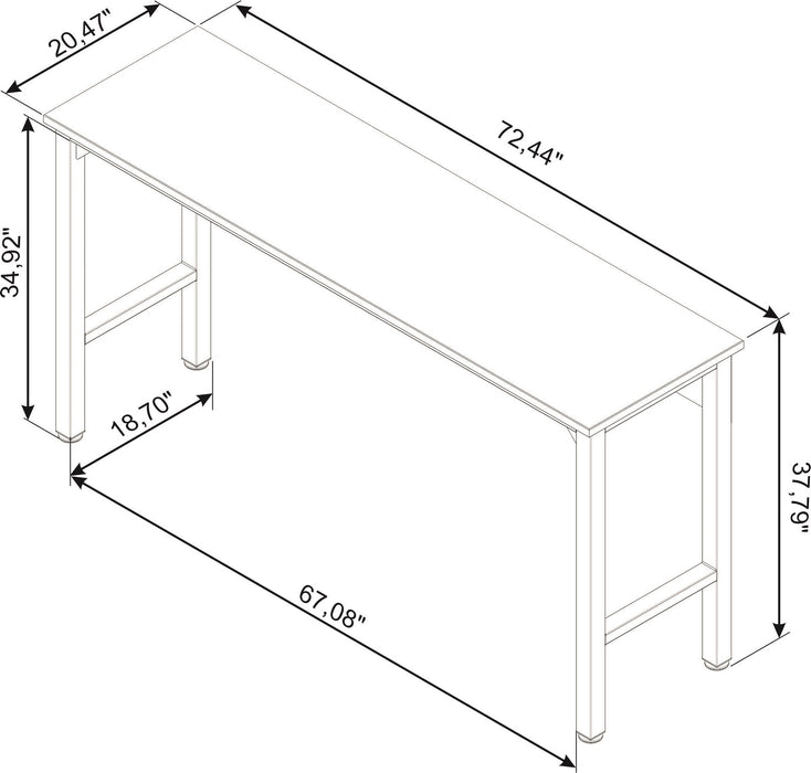 Fortress 72.4\" Natural Wood & Steel Garage Table - Charcoal Grey