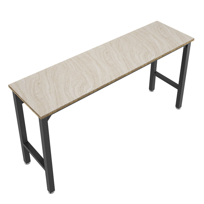 Fortress 72.4\" Natural Wood & Steel Garage Table - Charcoal Grey