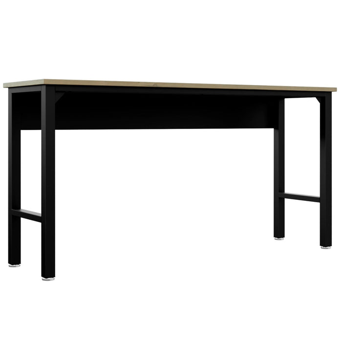 Fortress 72.4\" Natural Wood & Steel Garage Table - Charcoal Grey