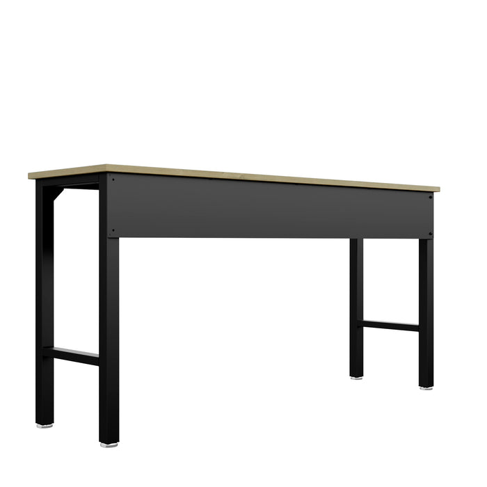 Fortress 72.4\" Natural Wood & Steel Garage Table - Charcoal Grey
