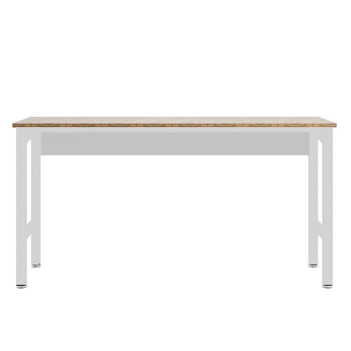 Manhattan Comfort Fortress 72.4\" Natural Wood & Steel Garage Table - White