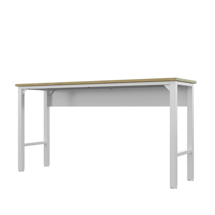 Manhattan Comfort Fortress 72.4\" Natural Wood & Steel Garage Table - White