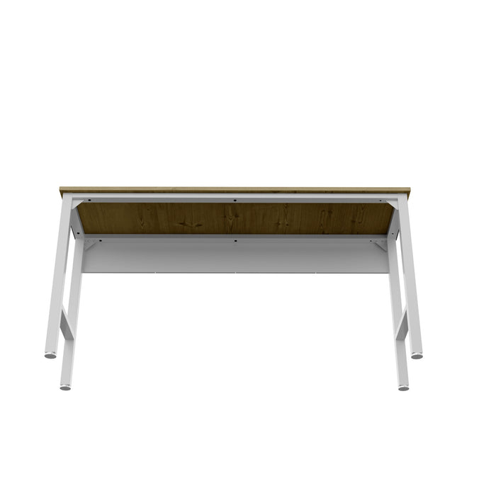 Manhattan Comfort Fortress 72.4\" Natural Wood & Steel Garage Table - White