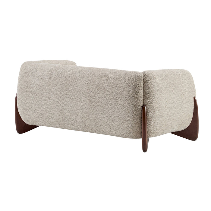 Lillian Solid Wood Modern Boucle Upholstered Loveseat Comfort Seating,Almond