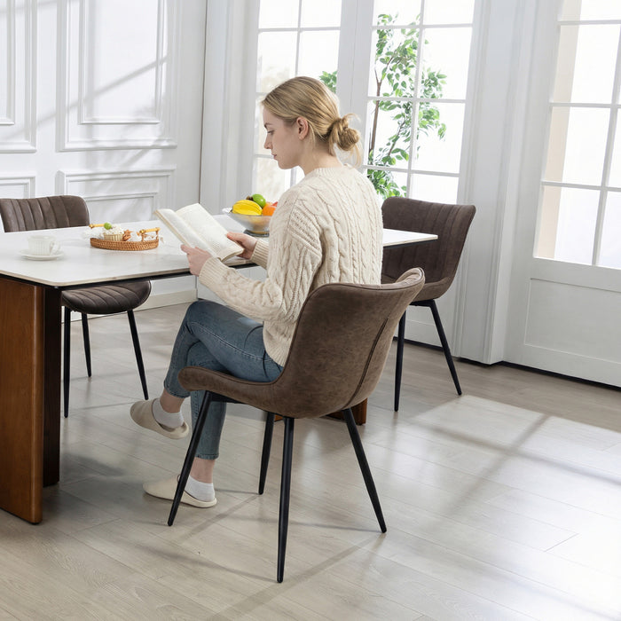HOMCOM Dining Chairs Set of 4 with Backrest and Steel Legs, Brown