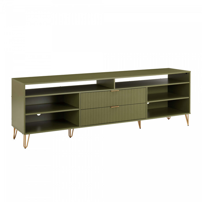 Dumbo Modern 85\" Fluted TV Stand in Olive Green