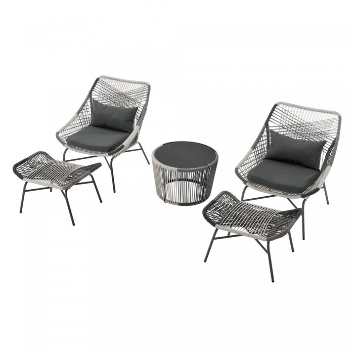 Ashland Modern 5-Piece Conversation Set in Gray