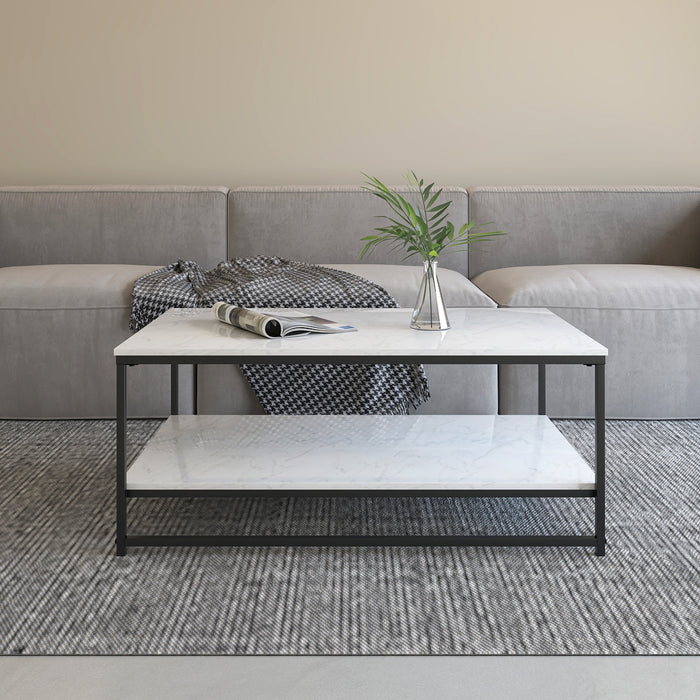 Nimbus Rectangular Coffee Table With Dual Marble Surfaces