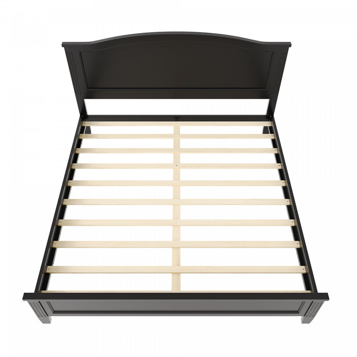 Benson Queen Size Solid Wood Platform Bed with Stylish Headboard, Black