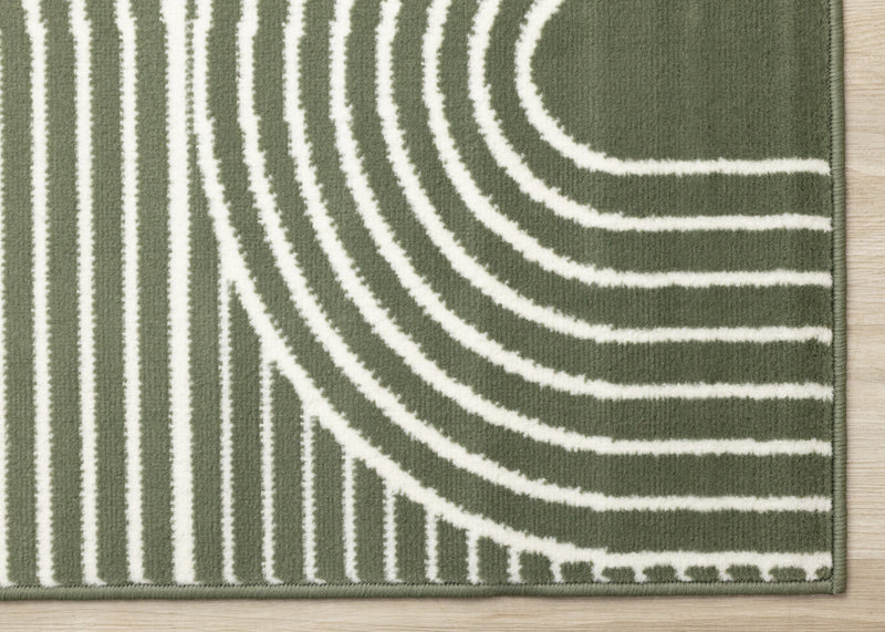 Florence Green White Modern Geometric Arches Rug, 2'7\" x 4'11\" Indoor Area Rug