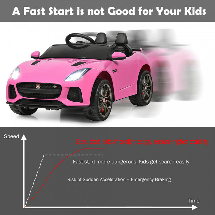Costway 12v Jaguar F-type Svr Licensed Kids Ride On Car W/ Mp3 & Lights Pink
