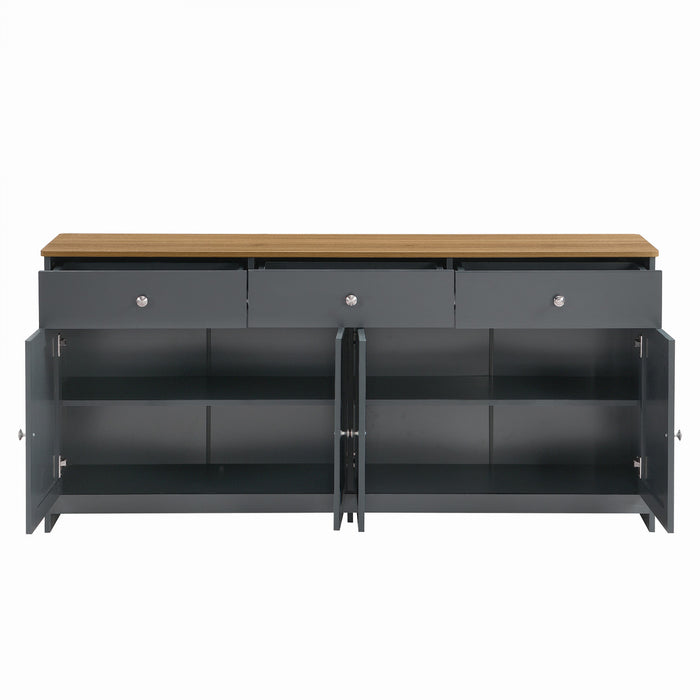 Grace 55.1\" Rustic Wood Buffet Cabinet with Doors and Drawers,Grey Accent Cabinet