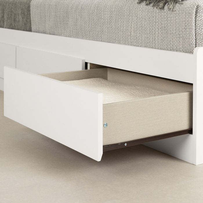 Reevo Full Mates Bed With Bookcase Headboard Set - Pure White 